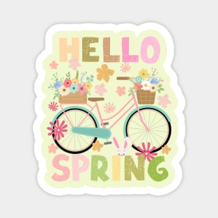 Hello Spring Blue Bicycle Magnet