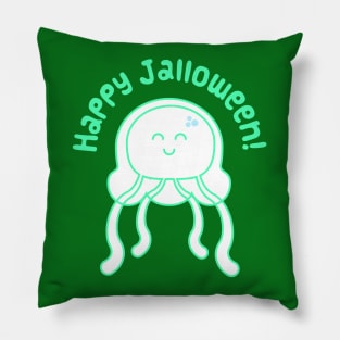 Happy Jalloween! Jellyfish Green! Pillow