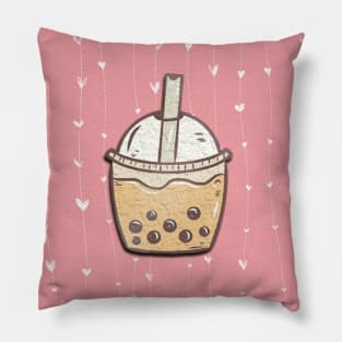 Drink milkshake tea with hearts in pink and pink Pillow