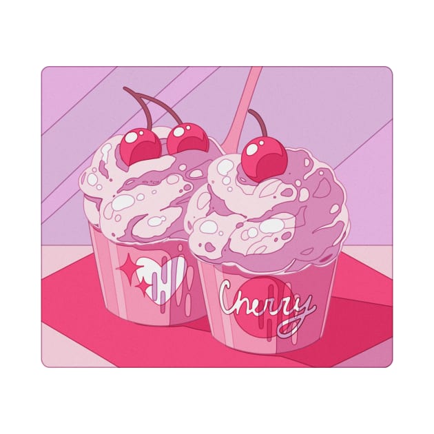 The cute pink cherry cupcakes by AnGo