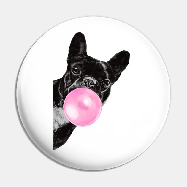 Bubble Gum Sneaky French Bulldog in Green Pin by bignosework