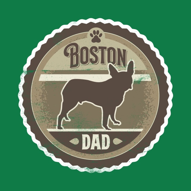 Boston Dad - Distressed Boston Terrier Silhouette Design by DoggyStyles