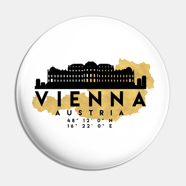 Vienna Austria Skyline Map Art Pin by deificusArt