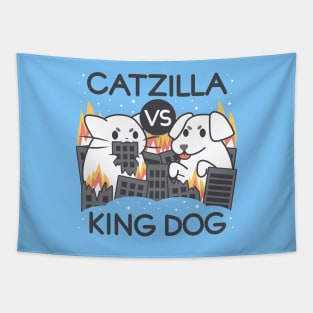 Catzilla vs King dog Tapestry