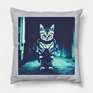 Samurai Grey Cat Spread Happiness with Our Manga-Inspired T-Shirt Collection Pillow