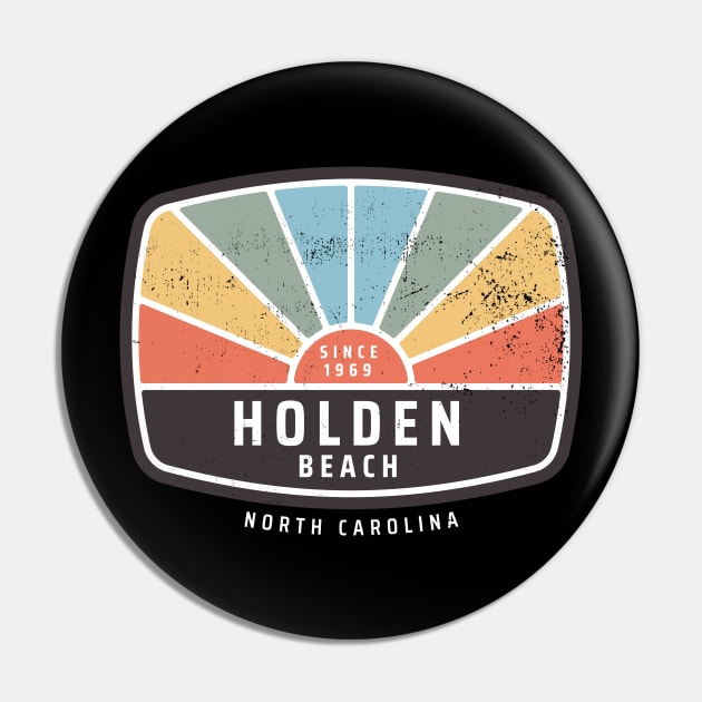 Holden Beach, North Carolina Vintage Distressed 70s Style Sunrise Pin by Contentarama