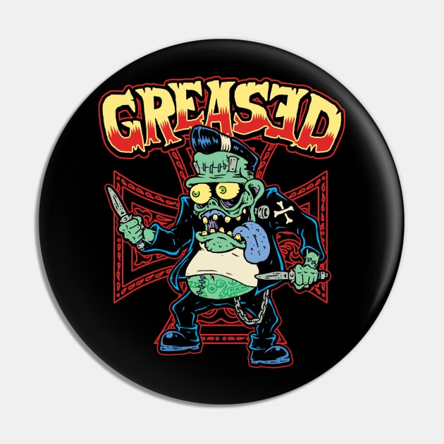 Greased Monster Fink Greaser Pin by MonstersandMartians