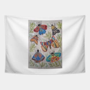 Colorful Moths Tapestry