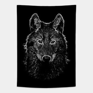 Dramabite Wild grey wolf drawing Tapestry