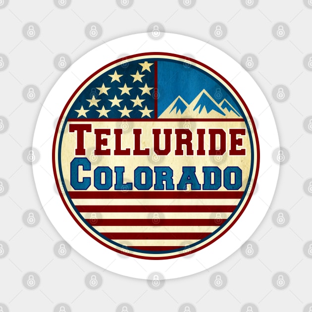 Telluride Colorado Skiing Mountains Stars And Stripes Ski Magnet by TravelTime