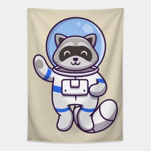 Cute Raccoon Astronaut Waving Hand Tapestry