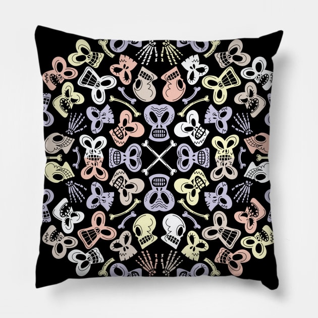 Spooky skulls having fun celebrating the Day of the Dead Pillow by zooco