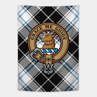 Clan Forbes Crest over Dress Tartan Tapestry