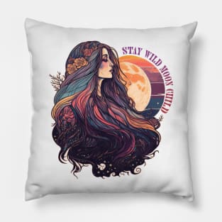 Retro Moon Goddess | Stay Wild Moon Child Pillow