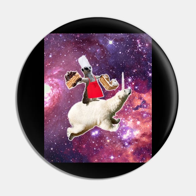 Lemur Riding Bear Unicorn Eating Cake Pin by Random Galaxy