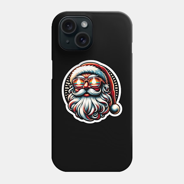 Holiday Elegance: Santa with Retro Glasses Phone Case by ArtFeverShop