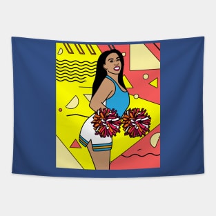 Dancing Cheerleader Cheers With Pom Poms Tapestry