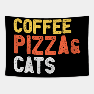 Coffee pizza and cats Tapestry