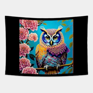 Beautiful Colorful Owl Tapestry