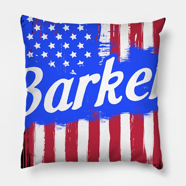 American Flag Barker Family Gift T-shirt For Men Women, Surname Last Name Pillow by darius2019