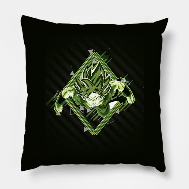 Dragon Ball Super : Goku "SuperSaiyan" - 80's retro green style - awsome gift for Dragon Ball lover & fans Pillow by EhsanStore