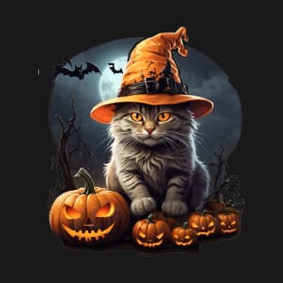 Halloween Pumpkin Kitty T-Shirt