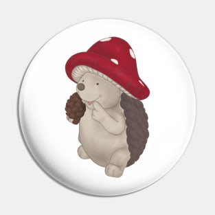 Cottagecore Aesthetic Mushroom Head Hedgehog Pin