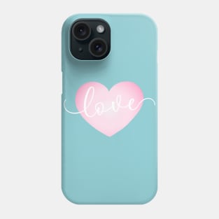 Simple Love Pink Heart Valentine's Day Calligraphy Phone Case