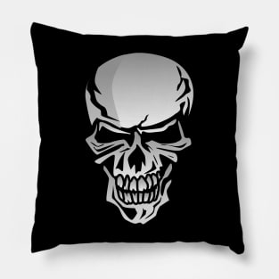 Chrome Skull Illustration Pillow