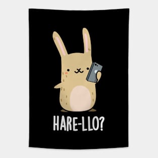 Hare-llo There Cute Hare Rabbit Pun Tapestry