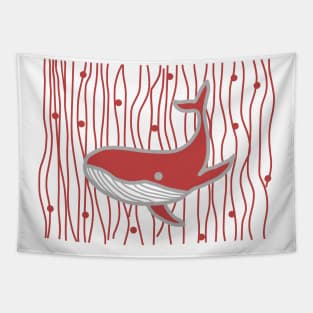 Whale - Red Tapestry