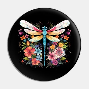 Floral Dragonfly Pin