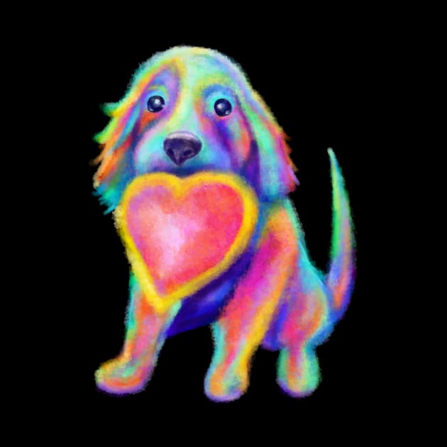 Soft Pastel Lovable Rainbow Pup by Art by Deborah Camp