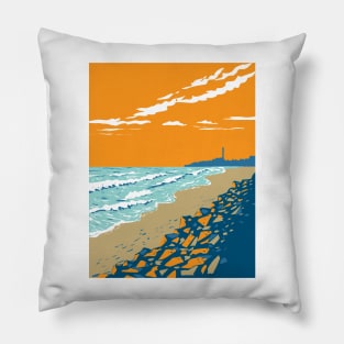 North Ponto Beach in South Carlsbad State Beach California WPA Poster Art Pillow