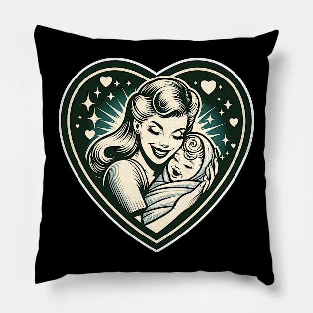 Vintage Motherhood Love Heart Symbol of Maternal Affection Pillow by Cat In Orbit ®