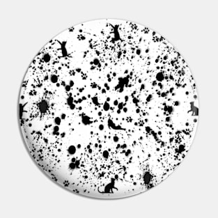 Black and White Paint Splat and Cat Pattern Pin