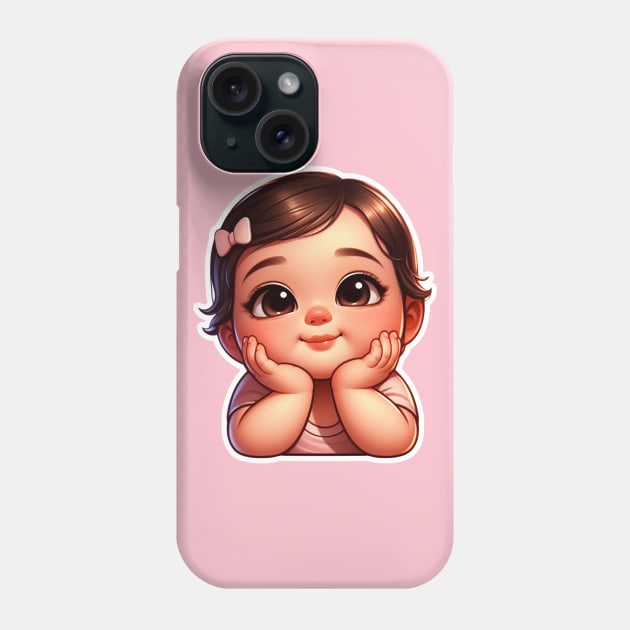 Cute Little Baby Girl Phone Case by Plushism