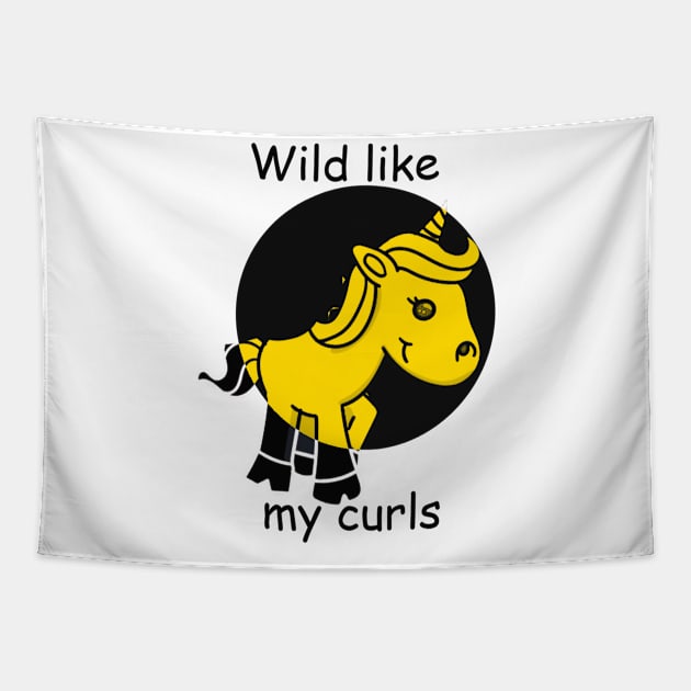 Wild like my curls. Unicorn lover Tapestry by sulistyowatiaje