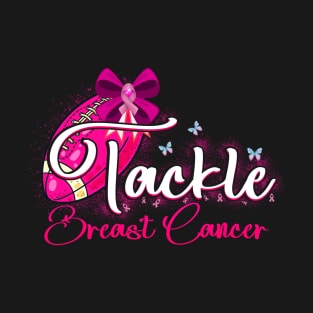 Tackle Football Pink Ribbon Breast Cancer Awareness T-Shirt