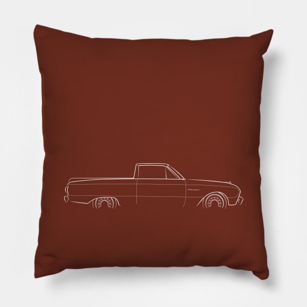 1962 Ford Ranchero - profile stencil, white Pillow by mal_photography