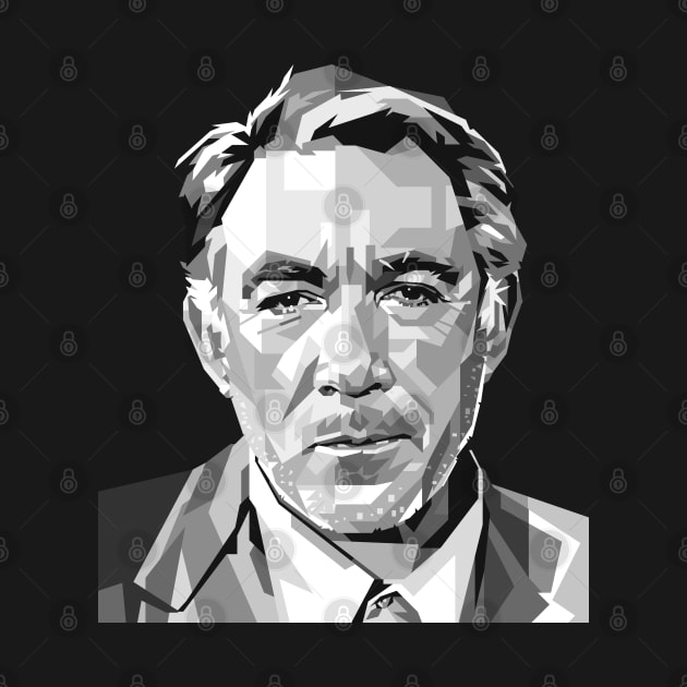 Anthony Quinn Portrait illustration in Grayscale by RJWLTG