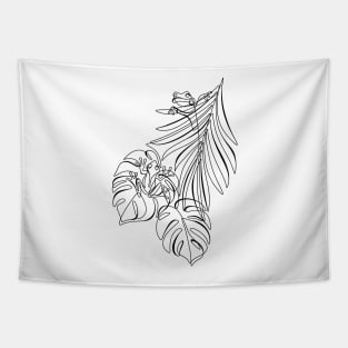 Minimalistic Continuous Line Tropical Frogs Tapestry