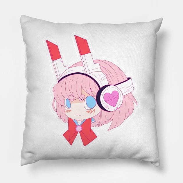 Gundam Headphones Gal Pillow by PrettyPastelStudios