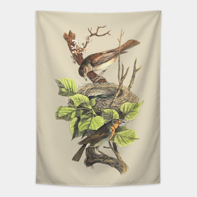 BIRDS ON THE NEST Tapestry by Biophilia