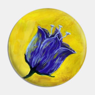 Purple tulip on yellow, acrylic painting Pin