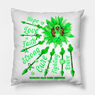 Traumatic Brain Injury Awareness Awareness - Sunflower leopard faith love fight Pillow