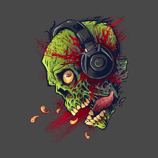 Zombie with Headphones by FlylandDesigns