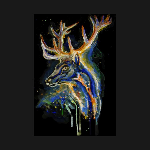 Elk Head Reversed Colors by Marian Voicu