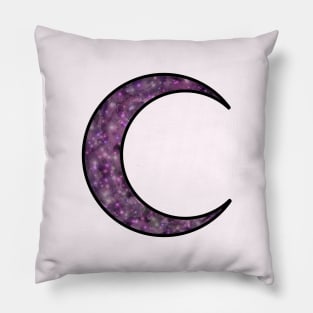 Galaxy Crescent Moon - Crescent Moon Facing Right - Galaxy Waning Crescent Pillow