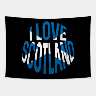 I LOVE SCOTLAND Saltire Typography Design Tapestry